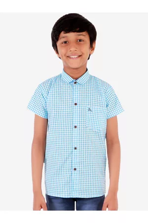 Superminis Boys Blue Regular Fit Checked Casual Shirt