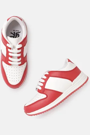 YK Boys Red & White Colourblocked Sneakers with Perforated Detail