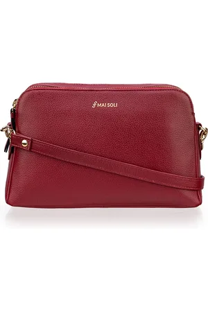 MAI SOLI Women Red Solid Leather Sling Bag