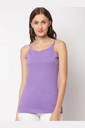DOOR74 Women Purple Solid Tank Top
