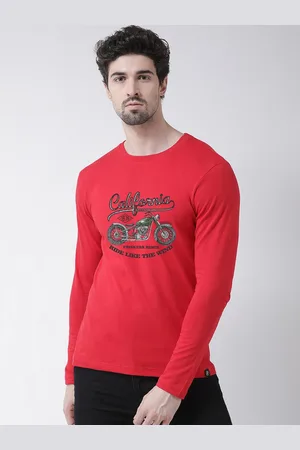 Friskers Men Red Printed Round Neck T-shirt