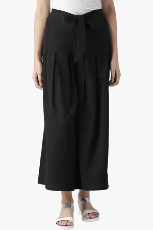 DODO & MOA Women Black Pleated Culottes Trousers
