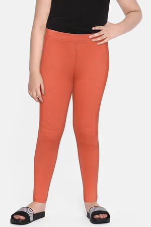 HERE&NOW Girls Pink Solid Ankle-Length Leggings