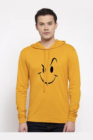 Friskers Men Yellow Printed Hood T-shirt