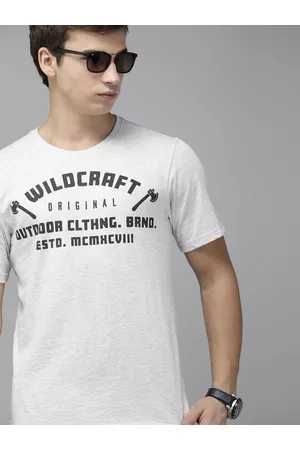 Wildcraft Men Grey Printed Round Neck Pure Cotton T-shirt