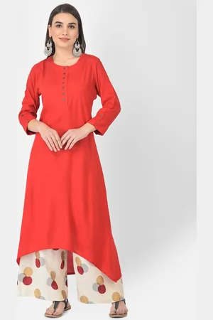 Pistaa Women Red Kurta with Palazzos