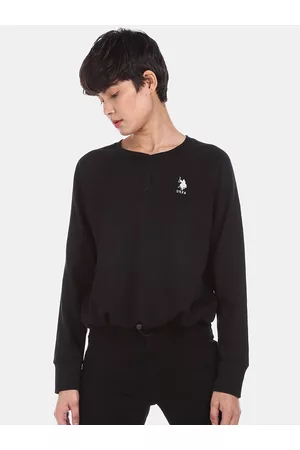U.S. Polo Assn. U S Polo Assn Women Black Long Sleeve Solid Sweatshirt