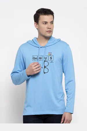 Friskers Men Turquoise Blue Typography Printed Raw Edge T-shirt
