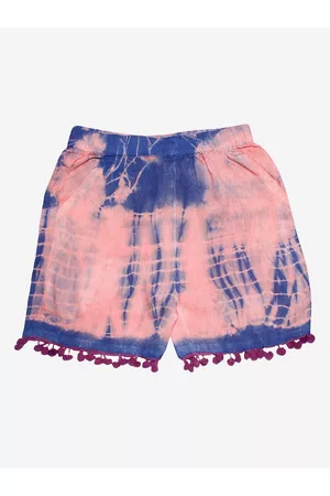 KiddoPanti Girls Pink Washed Shorts