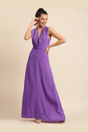 DODO & MOA Women Purple Solid Maxi Dress