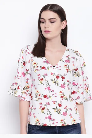 DODO & MOA Women White Floral Printed Top