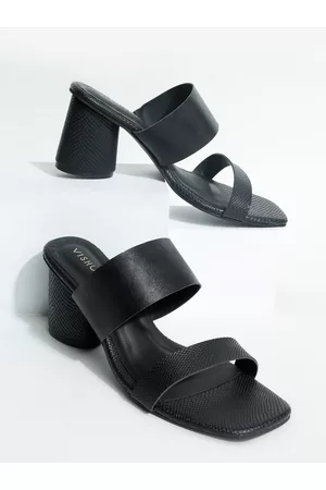 Vishudh Women Black Solid Sandals