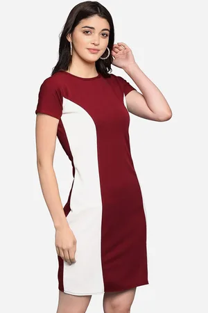 PURVAJA Women Maroon Colourblocked Sheath Dress
