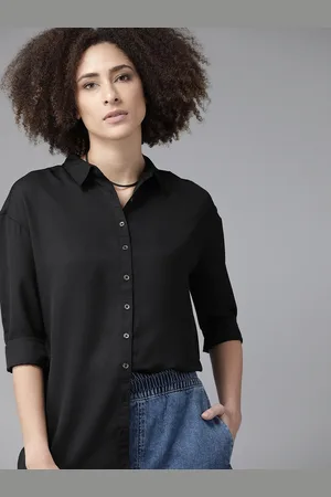 Roadster The Lifestyle Co Women Black Opaque Eco-responsible Recycled Polyester Shirt