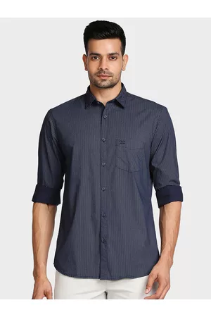 ColorPlus Men Blue Tailored Fit Opaque Printed Casual Shirt