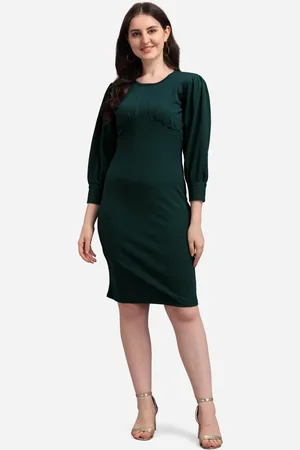 PURVAJA Green Solid Bodycon Dress