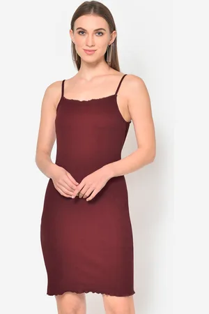 Martini Women Maroon Solid Bodycon Dress