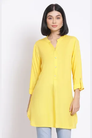 Oxolloxo Women Yellow Solid Tunic