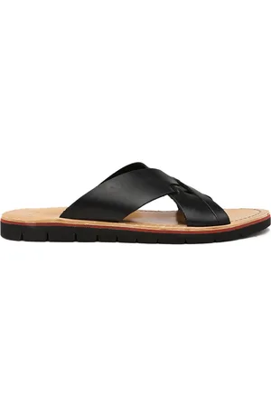 men black pennard cross leather sandals