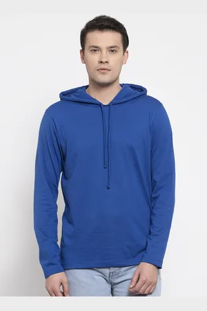 Friskers Men Blue Solid Hood T-shirt