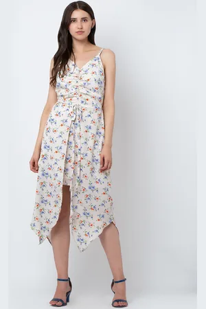 DODO & MOA Women Off-White Printed A-Line Dress