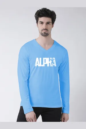 Friskers Men Turquoise Blue Printed V-Neck T-shirt