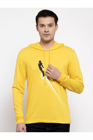 Friskers Men Yellow Graphic Printed Pullover T-shirt