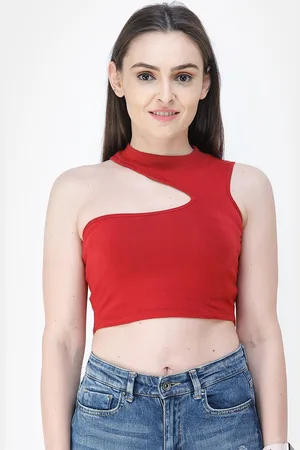 Cation Women Maroon Solid Fitted Pure Cotton Top