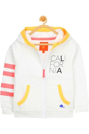 Cherry Crumble Boys White Printed Hooded Sweatshirt
