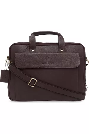 WildHorn Men Brown Textured Laptop Bag