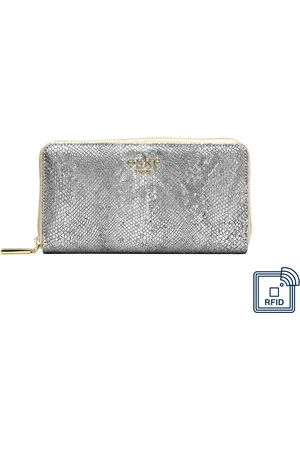 Eske Women Silver-Toned Textured Zip Around Wallet
