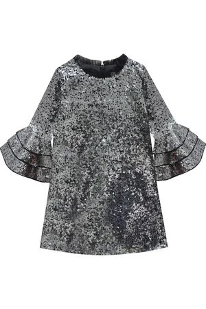 A.T.U.N. Girls Silver-Toned Sequinned Embellished Party Dress