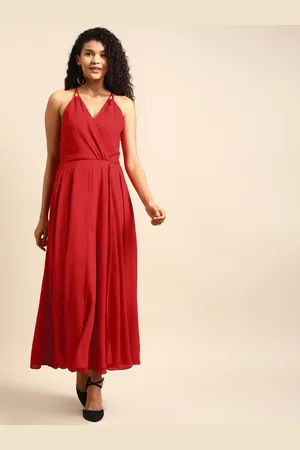 DODO & MOA Women Red Solid Maxi Dress