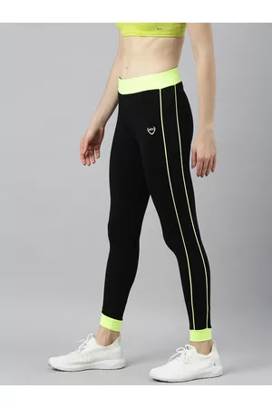 Zebu Women Black Solid Skinny Fit Side Striped Tights