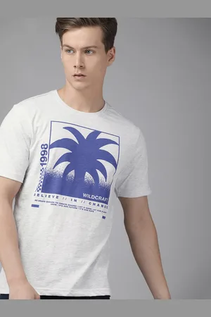 Wildcraft Men Grey Melange Printed Off Active Crew 2 Round Neck T-shirt