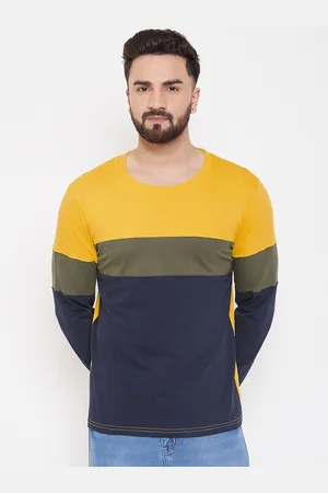 The Dry State Men Navy Blue Colourblocked Round Neck T-shirt