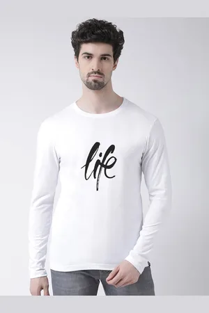 Friskers Men White Black Printed Round Neck Slim Fit Pure Cotton T-shirt