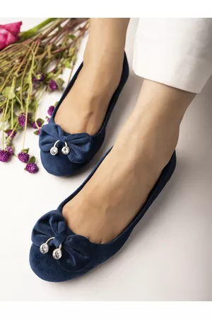 Shoetopia Women Blue Embellished Ballerinas