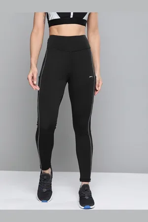 Slazenger Women Black Solid Rapid-Dry Sports Tights