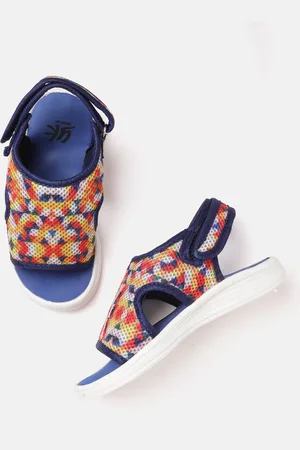 YK Boys Off-White & Orange Printed Sports Sandals