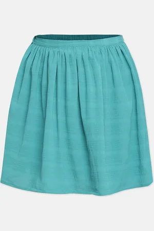 Oxolloxo Girls Sea-Green Striped A-Line Knee-Length Skirt