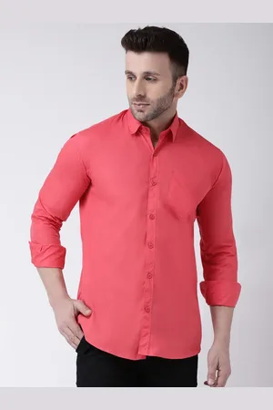 Hangup Men Pink Slim Fit Solid Casual Shirt