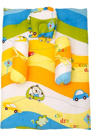 Baby Moo Multicolour Mattress Set With Neck Pillow and Bolsters
