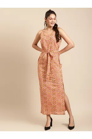 Buy MABISH By Sonal Jain Ethnic Motifs Printed Gathered Detail Wrap Midi  Dress - Dresses for Women 23893706