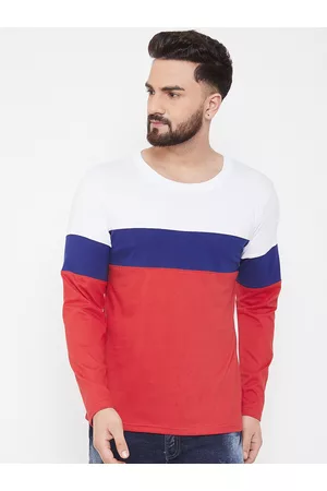 The Dry State Men White Colourblocked Round Neck T-shirt