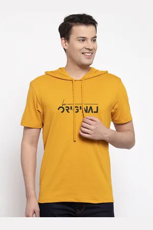 Friskers Men Gold-Toned Printed Hood T-shirt