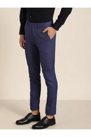 AD By Arvind Casual Trousers  Buy AD By Arvind Men Black Solid Cotton  Stretch Smart Casual Trousers Online  Nykaa Fashion