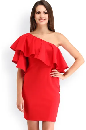 Cation Women Red One-Shoulder Sheath Dress