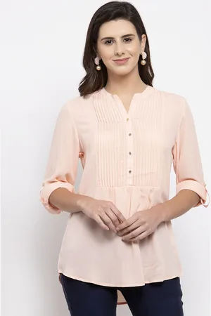 Gipsy Women Pink Solid High-Low Top