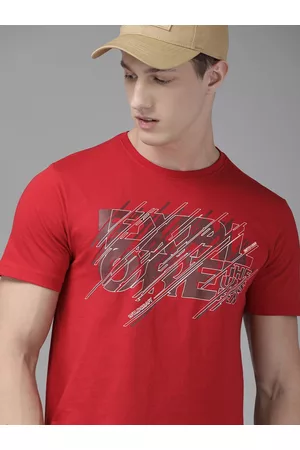 Wildcraft Men Red Grey Printed Round Neck Pure Cotton T-shirt